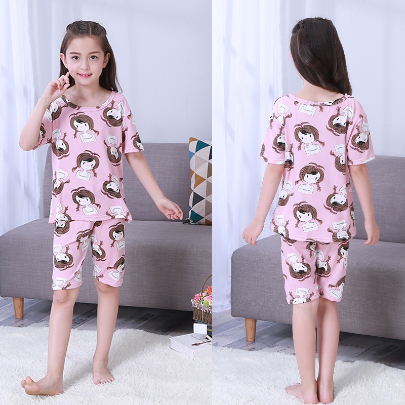 Kids Girls Labubu Pyjamas Short Sleeve Cartoon Kids Sleepwear Clothing ...