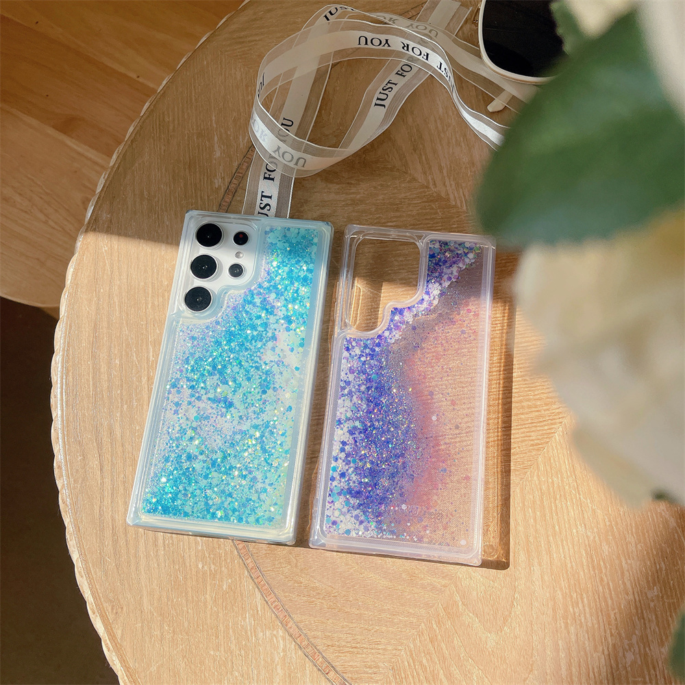 For Samsung S24 FE S25 Plus S22 Ultra Note 20 Shiny Glitter Liquid ...