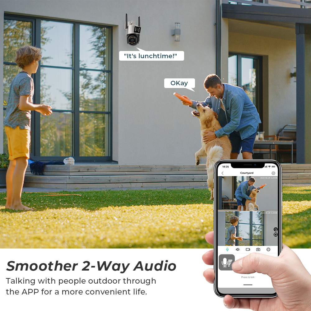 ANBIUX Dual Lens Two Directions 4K HD CCTV Camera Wireless Outdoor