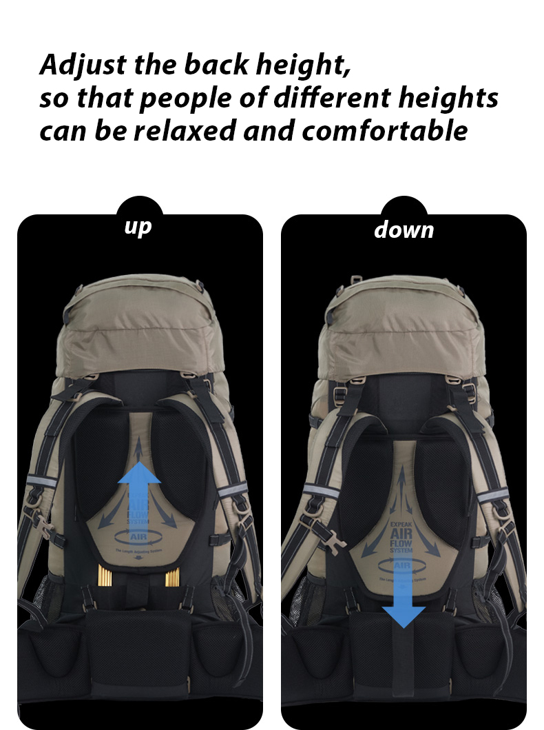 Adjustable Shoulder Straps Backpack 70L Large Camping Backpack  Hiking & Travel  Backpack With Multiple Compartments & Breathable Back Panel 70L Camping  Backpack