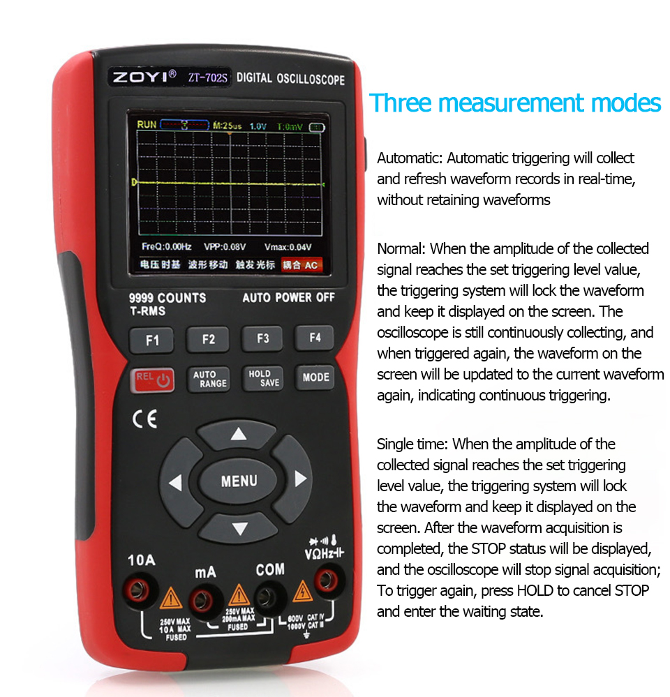 2 In1 Handheld Digital Oscilloscope Multimeter 9999 Counts 2.8-inch ...