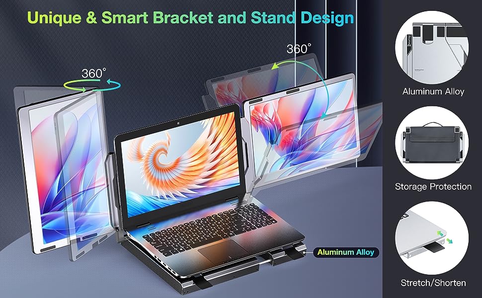OFIYAA F2 14 inch rotatable dual screen computer screen extender laptop ...