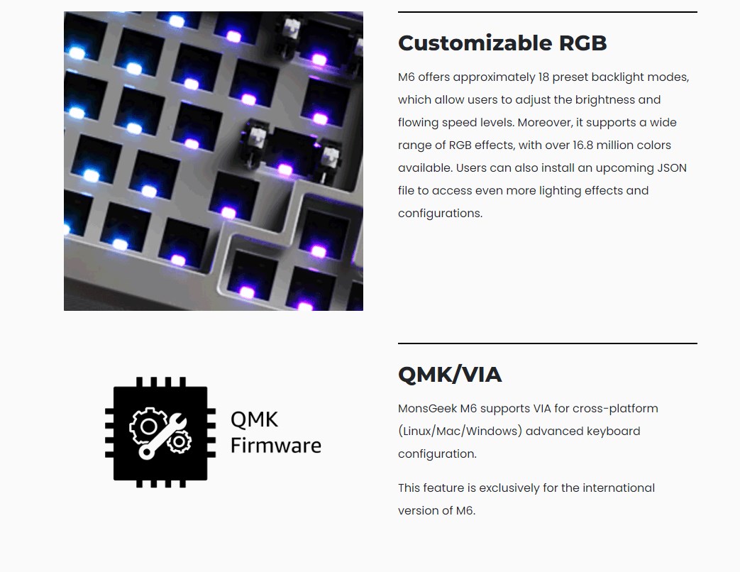 MonsGeek M6 QMK RGB Hot-swappable Wired Mechanical Keyboard DIY Kit ...