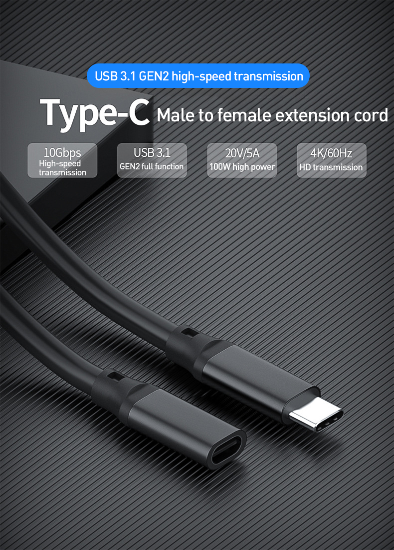 Cavo Prolunga USB-C 3.1 Maschio-femmina 1,5m – B-SPIN, Ricarica E Dati Fino A 10Gbps