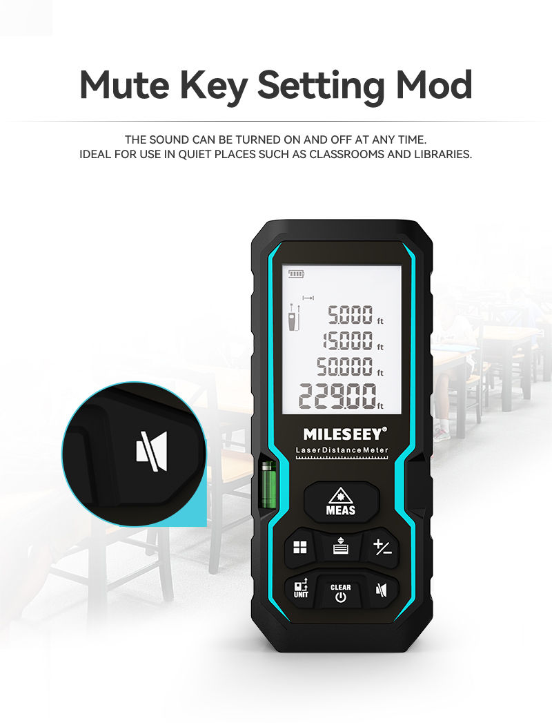 MILESEEY 100M Laser Rangefinder Smart Digital Measurement Tool Range ...
