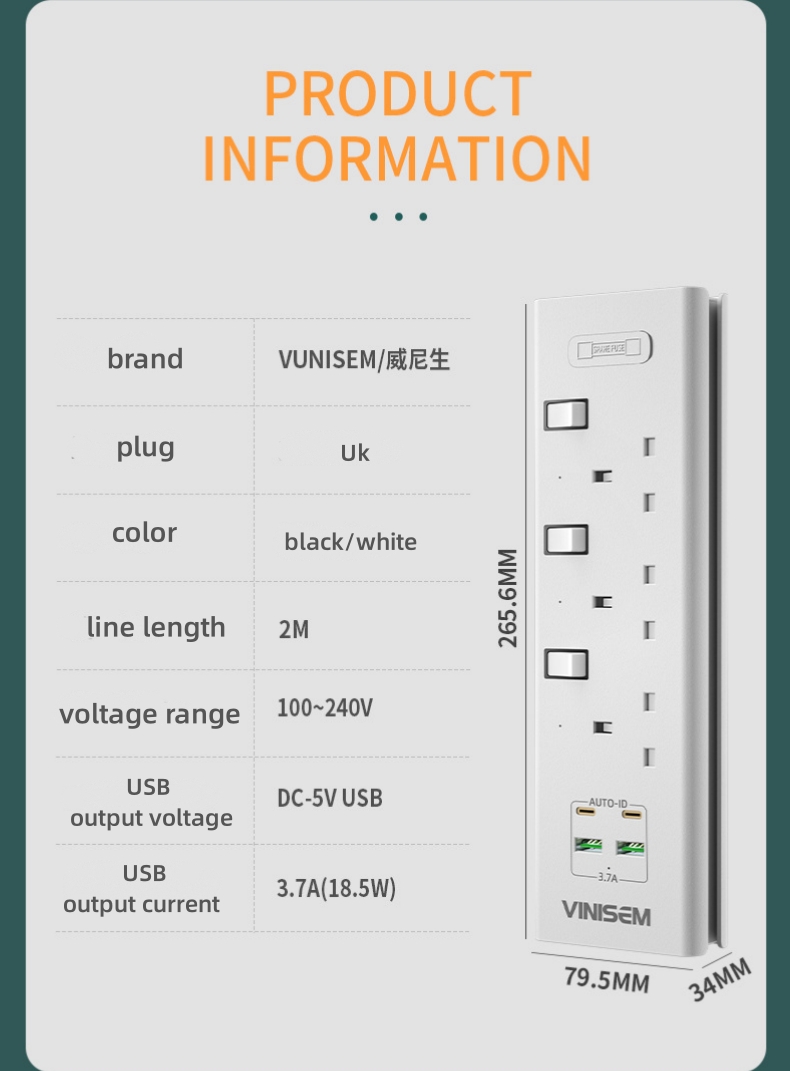 New Power Socket Independent Switching Power Expansion 3-Pin Socket ...