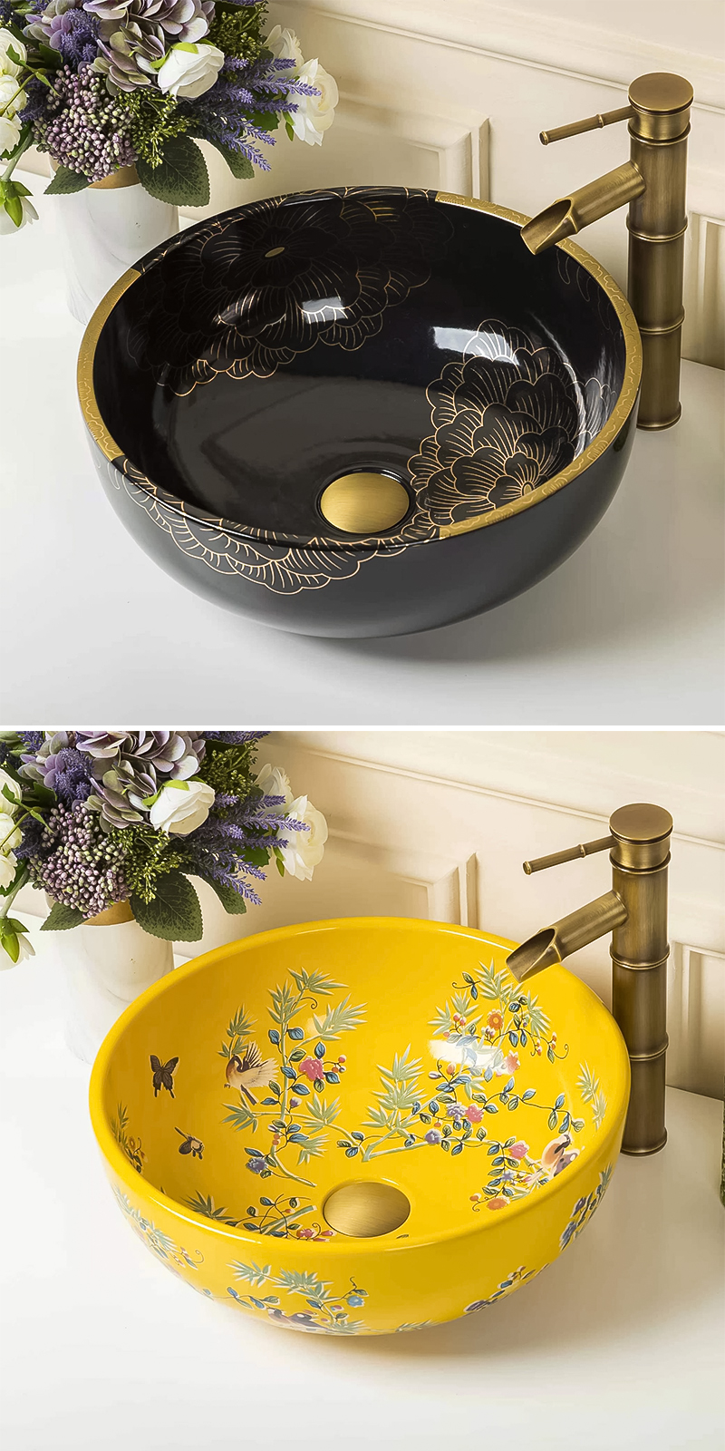 Bathroom wash basin simple round art retro wild ceramic basin ...