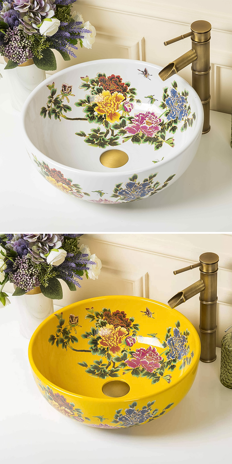 Bathroom wash basin simple round art retro wild ceramic basin ...