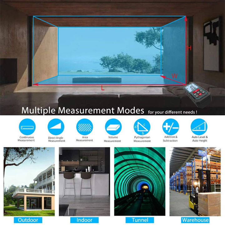 Mileseey 100M laser distance meter Digital LCD 100 Meter range finder ...