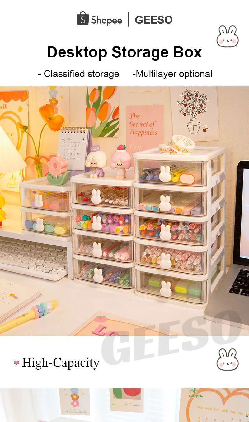 GEESO Mini Drawer Storage 5 Tier Desktop Storage Box Desk Organizer ...