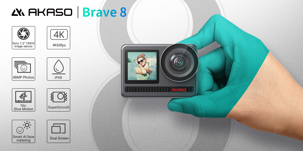 [New Version] AKASO Brave 8 Action Camera 4K 60FPS Waterproof Action