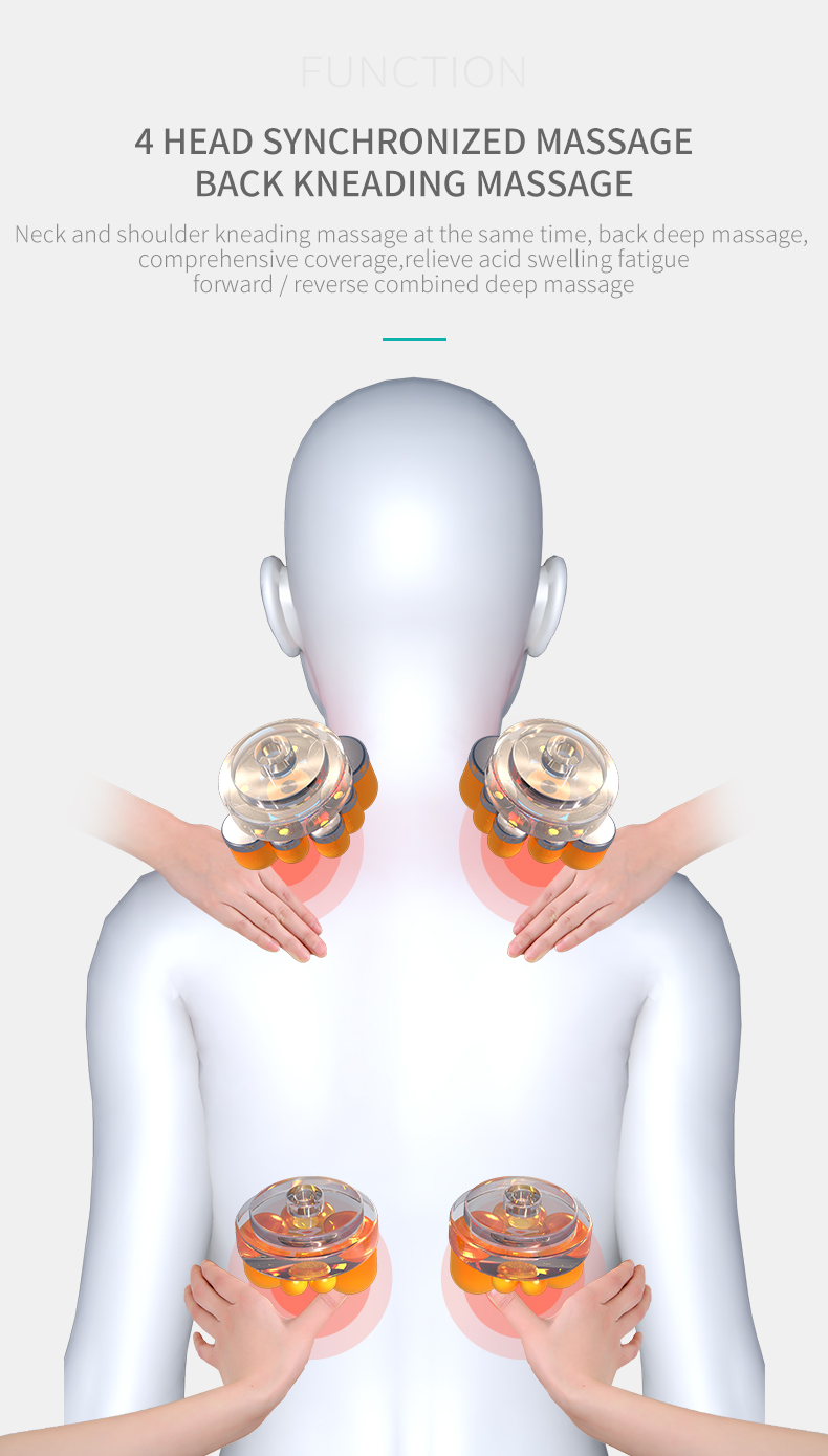 Jinkairui Neck Massager 4 Head and Back Massage Pillow Kneading and