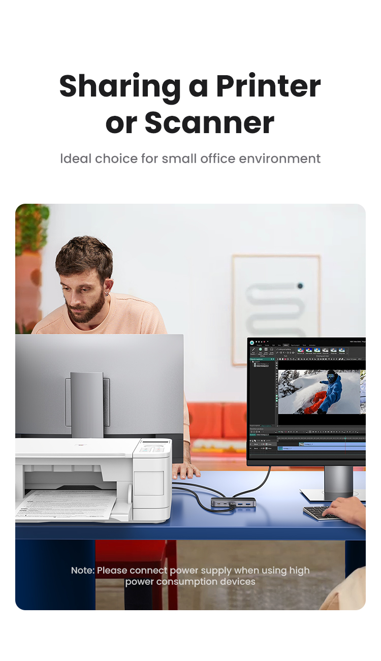 UGREEN USB 3.0 Switch Selector 2 in 4 out, 2 Computers Sharing 4