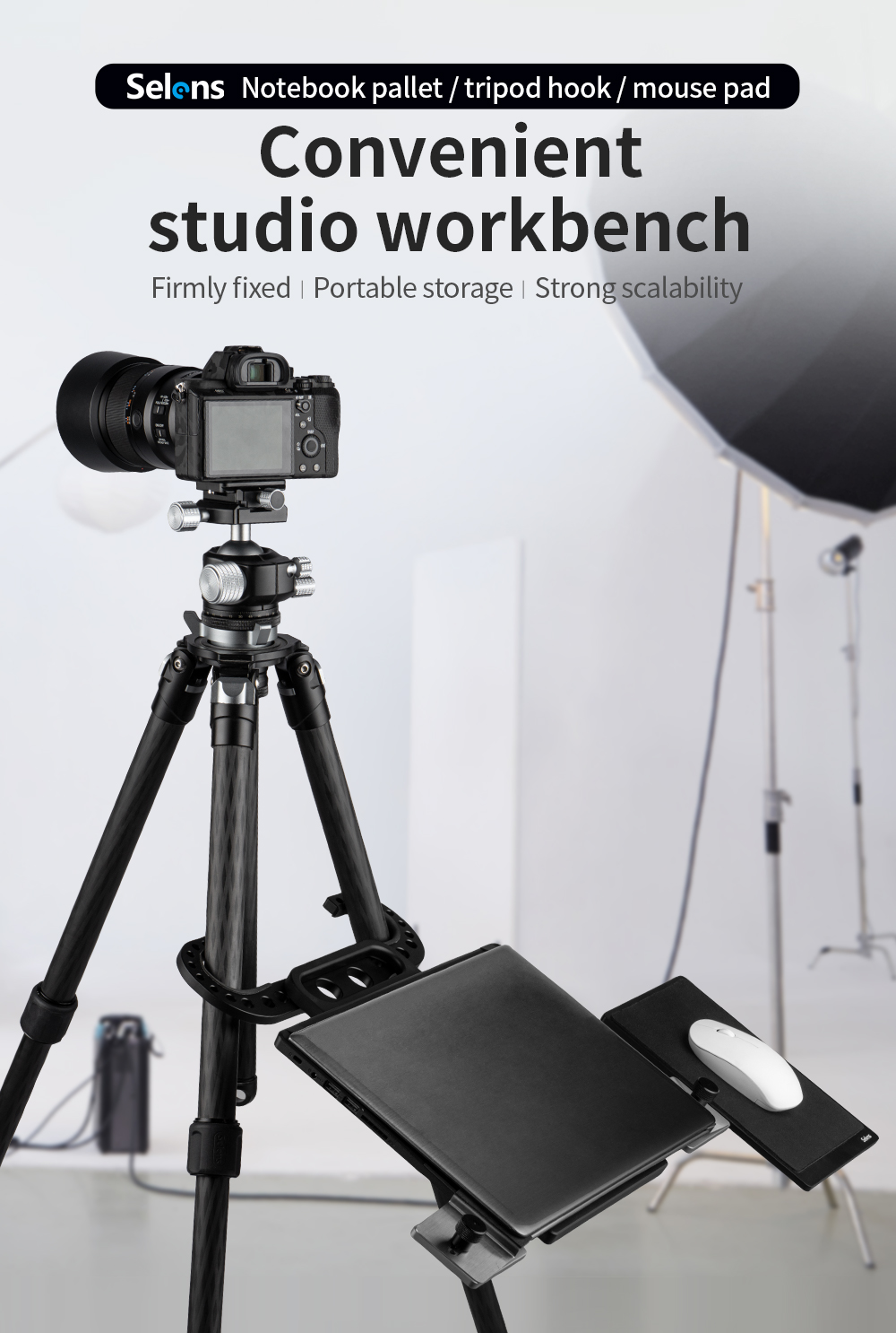Selens Studio Laptop Tray Holder For Tripod Stand Portable Desk ...
