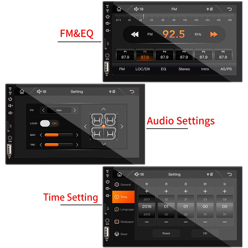 Central Multimedia Carplay Android Auto 1 Din 7 Inches MP5 Bluetooth ...