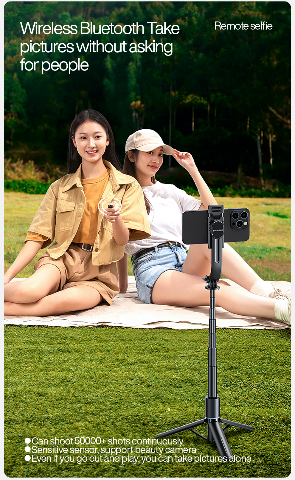 SmartDevil 2023 New Portable Selfie Stick 360 Degree Rotating Bluetooth ...