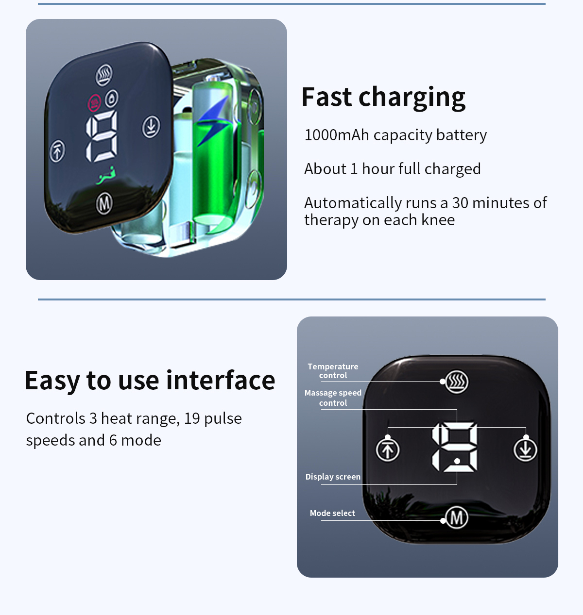 Jinkairui Knee Massager Heating Pulse Vibration Massage 3 in 1 Massage