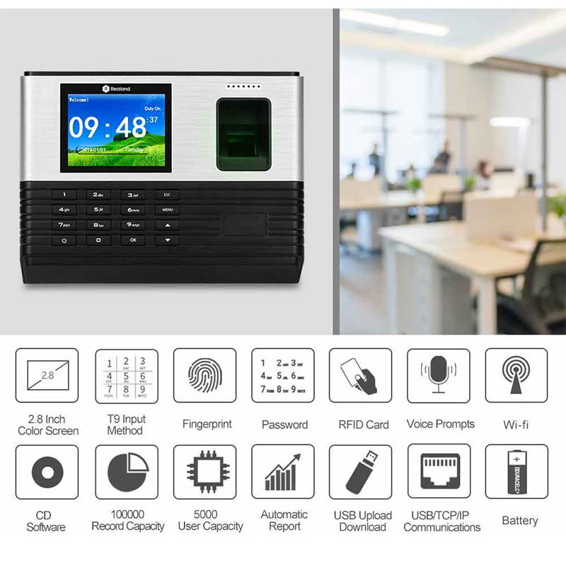 Realand Biometric Fingerprint Time Attendance Support TCP/IP Network ...