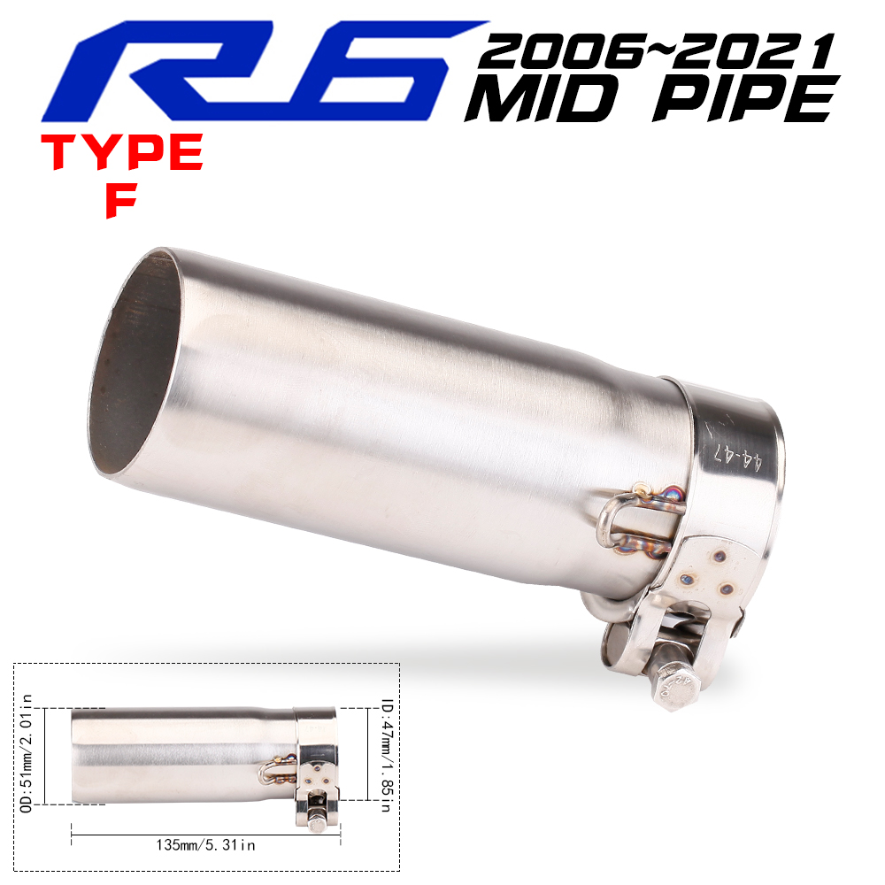 51mm Motorcycle Slip On Exhaust Middle Link Pipe Adapter Connector for ...