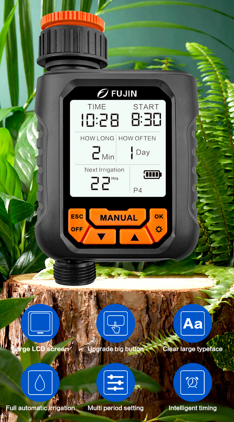 FUJIN Large LCD Display Water Timer Waterproof IP65 Home Garden ...