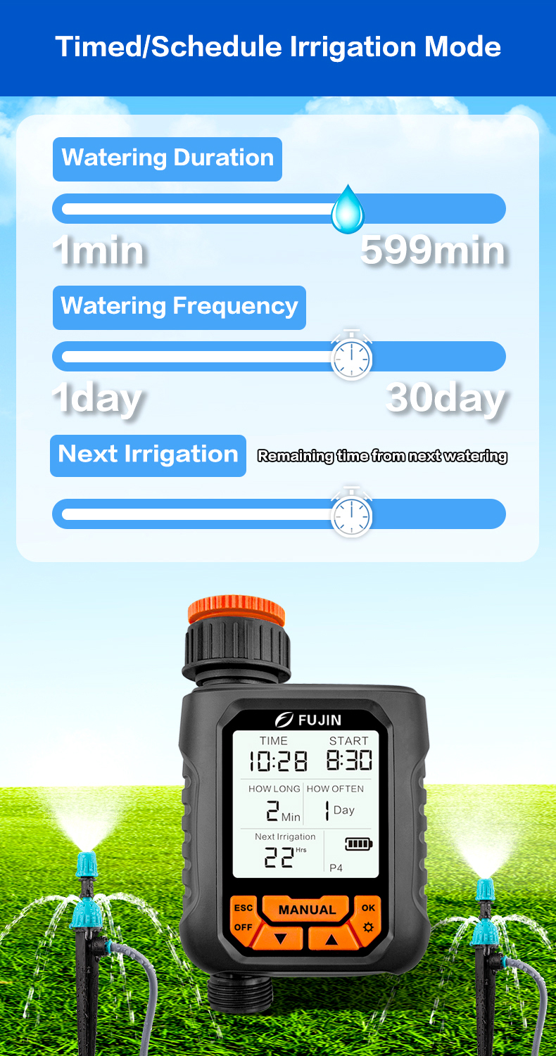 FUJIN Large LCD Display Water Timer Waterproof IP65 Home Garden ...