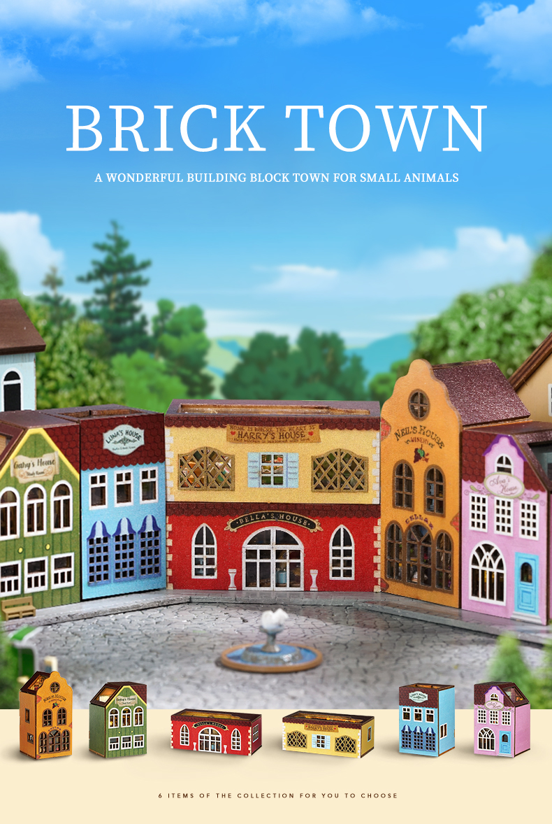 CUTEBEE Building Block Town DIY Doll House DIY House Miniature House ...