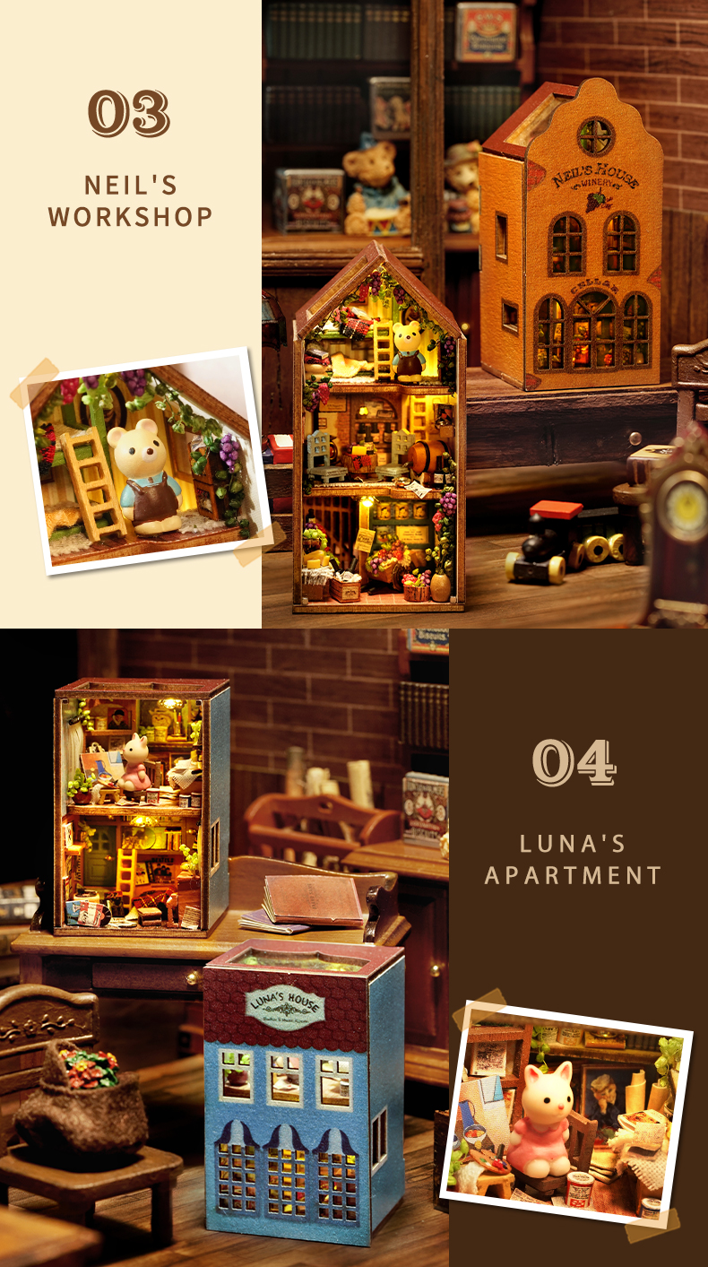 CUTEBEE Building Block Town DIY Doll House DIY House Miniature House