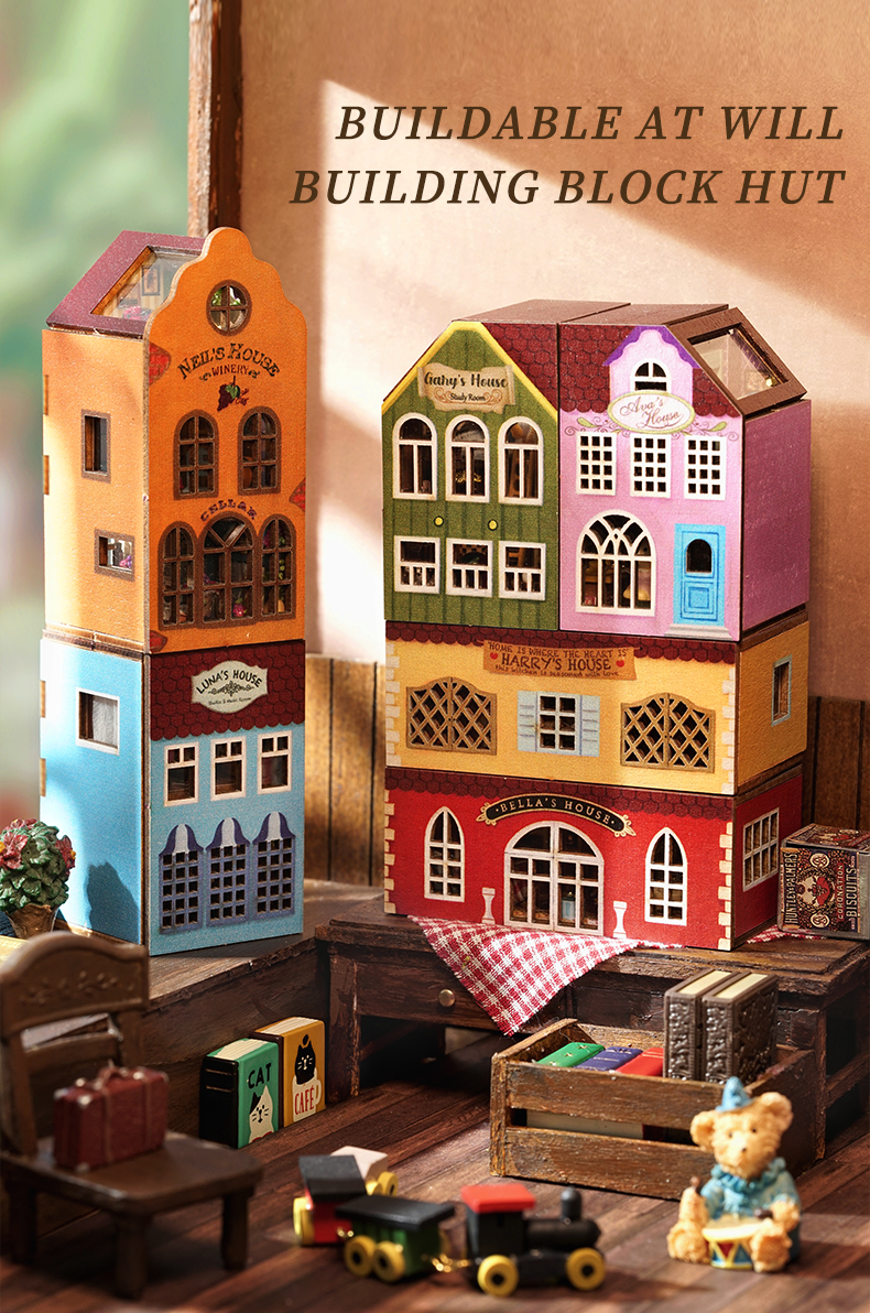 CUTEBEE Building Block Town DIY Doll House DIY House Miniature House ...