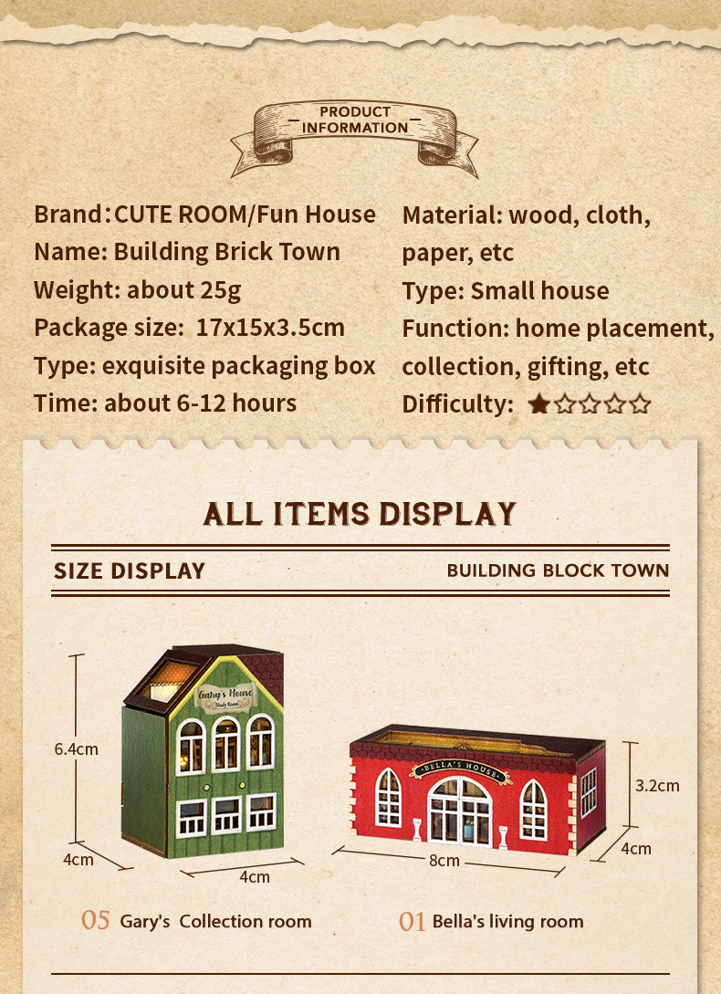 CUTEBEE Building Block Town DIY Doll House DIY House Miniature House ...