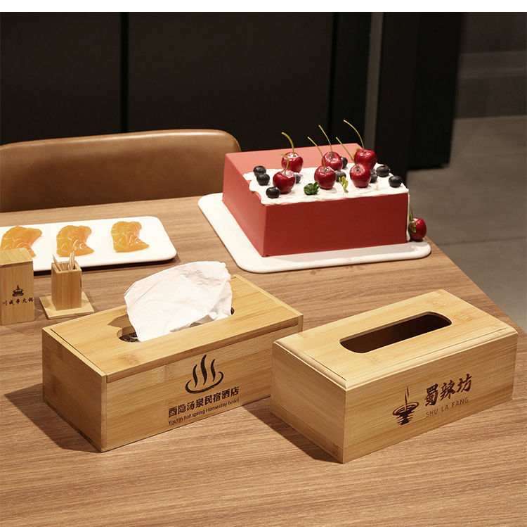 Customized LOGO Lettering Bamboo Wood Tissue Box Paper Box Napkin Box ...