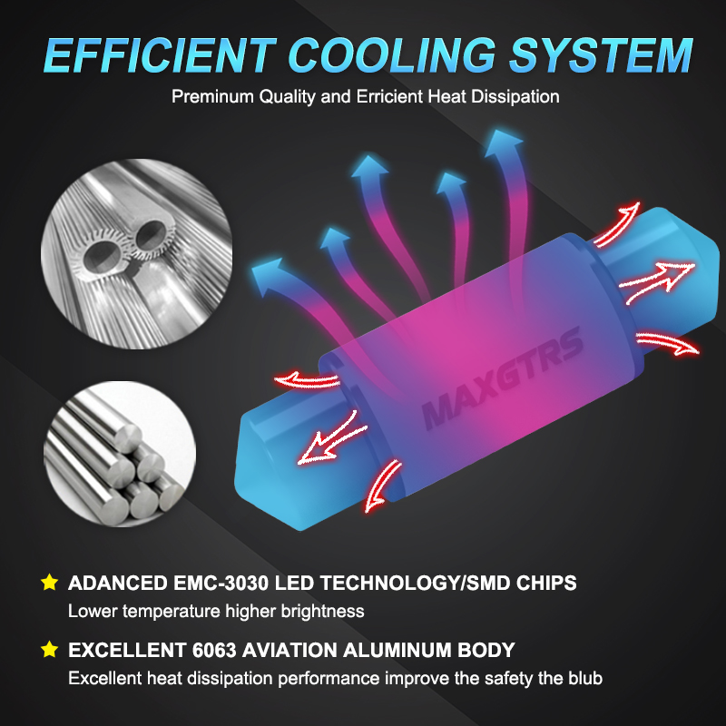 MAXGTRS 2X C5W Festoon 28 31 36 39 41MM 5730 Ceramic LED Car Dome