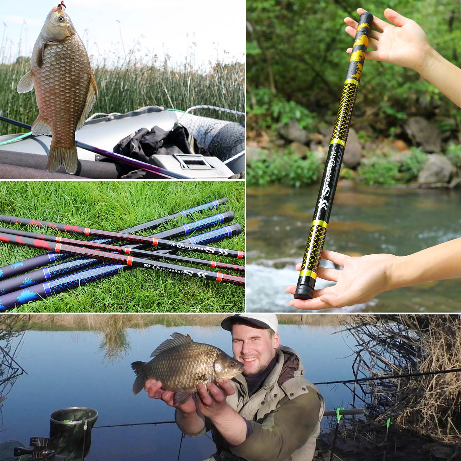 Telescopic Hard Fishing Rod Carbon Fiber 5-12 Sections Strong Super ...