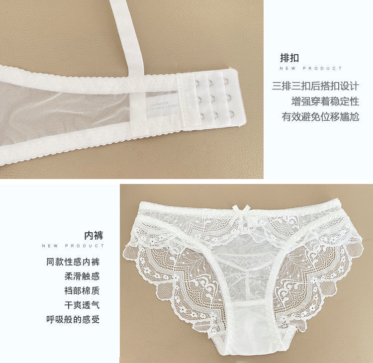 [32-42 ABCD size] French Style Underwired Transparent Sexy Lace Bra Set ...