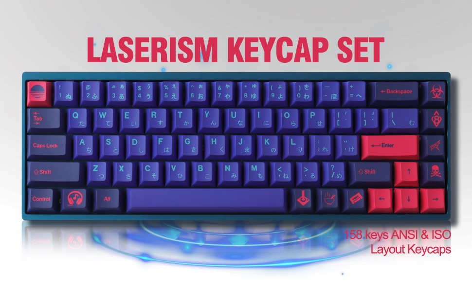 GMK Laser Wave Keycaps, 158 Keys PBT Keycaps Cherry Profile DYE-SUB ...