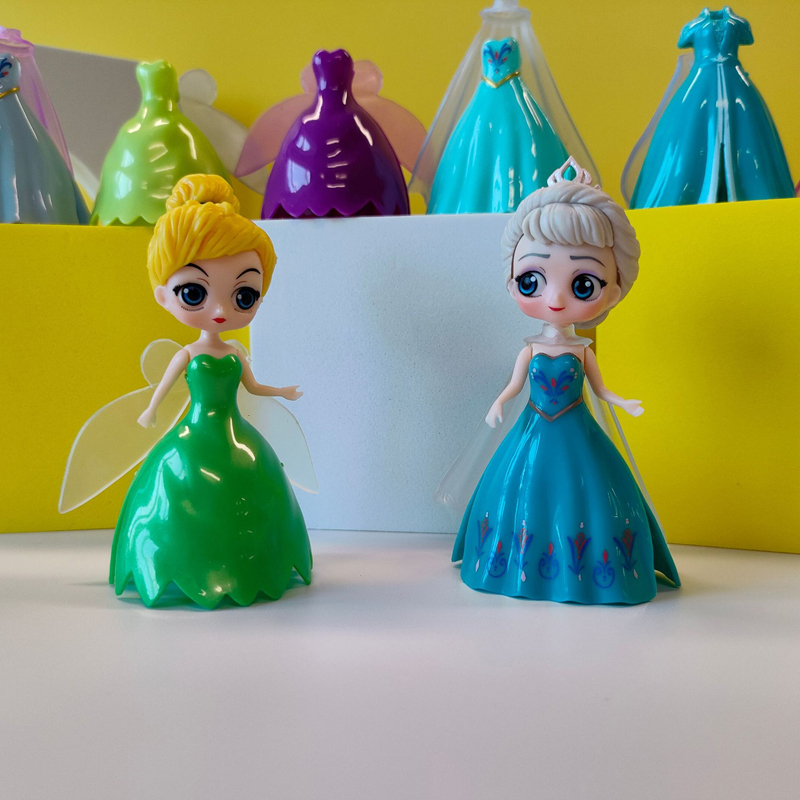 18Pcs/Set 8cm Disney Princess Change Clothes Snow White Anna Elsa Ariel ...