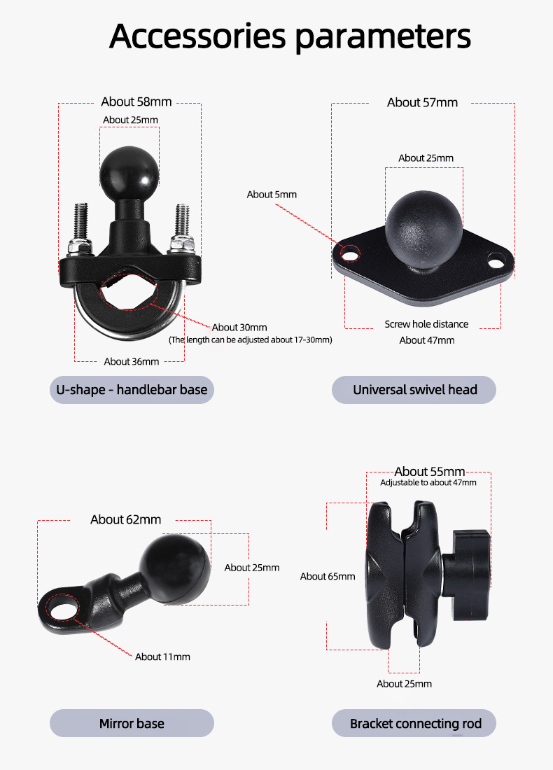 Motorcycle Phone Holder Shock Absorber Handlebar/Rearview Mirror Holder - View #7