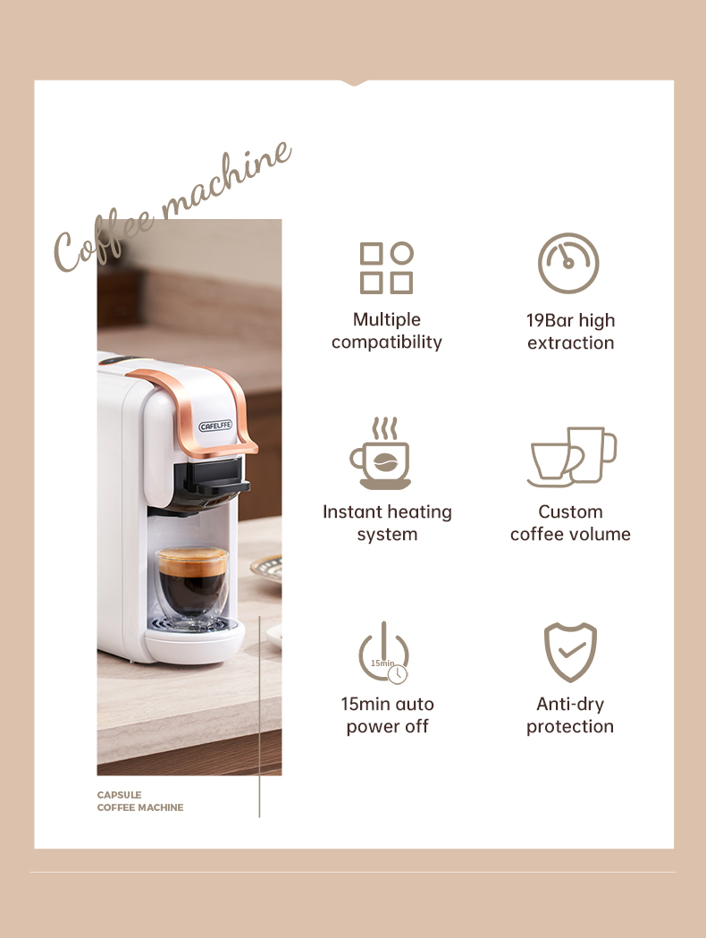 Cafelffe Capsule Coffee Machine Hot/Cold Espresso Machine for Nespresso ...