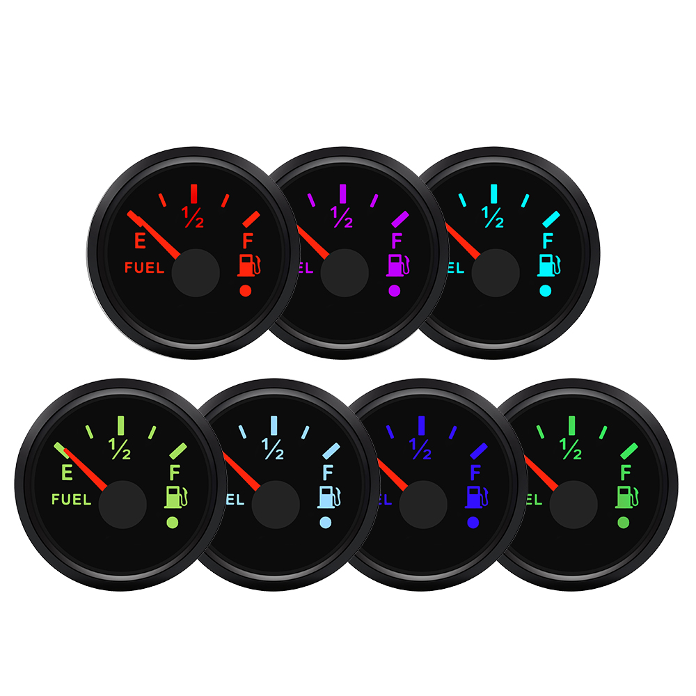 100-550mm 0-190Ohm Fuel Float Sensor + Fuel Level Gauge 7 Color LED ...