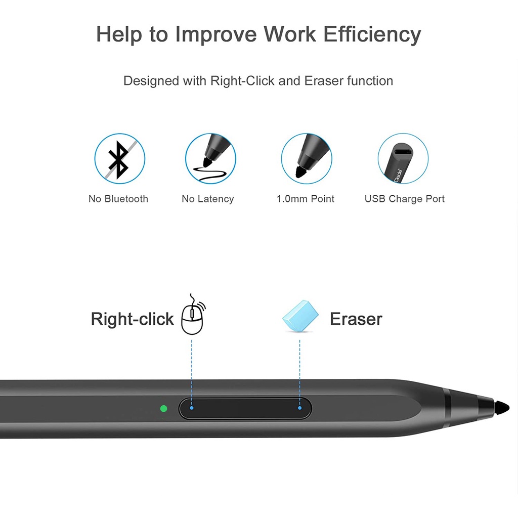 Microsoft Surface Pen 1776 Nera (usata, Testata) Per Surface Pro X, 7, 6, 5, 4, Go - Foto 5