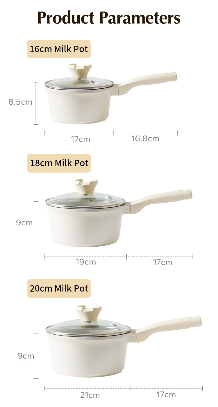 Redchef Nonstick Ceramic Rock Milk Pot Die-Cast With Lid,No PFAS& PTFE ...