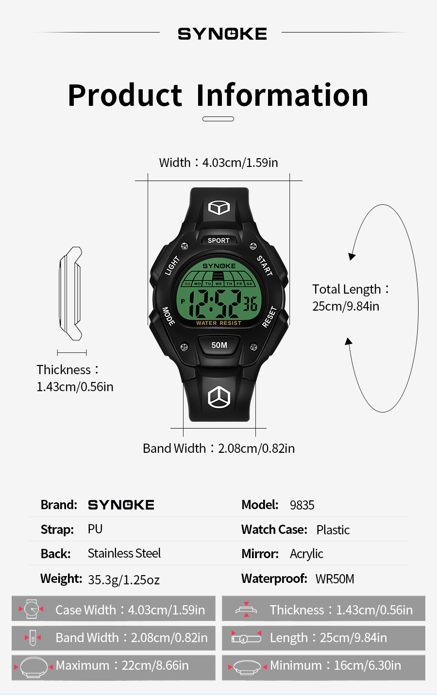 Men Watch Waterproof Sports Digital Watch LED Display Watch | Shopee ...