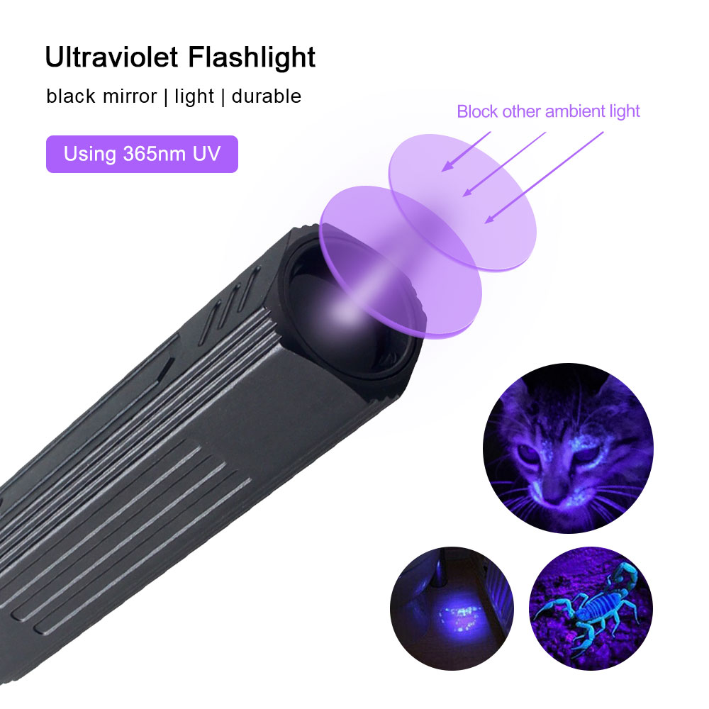 UV Flashlight 365nm UV light Rechargeable lampu suluh terang jarak jauh