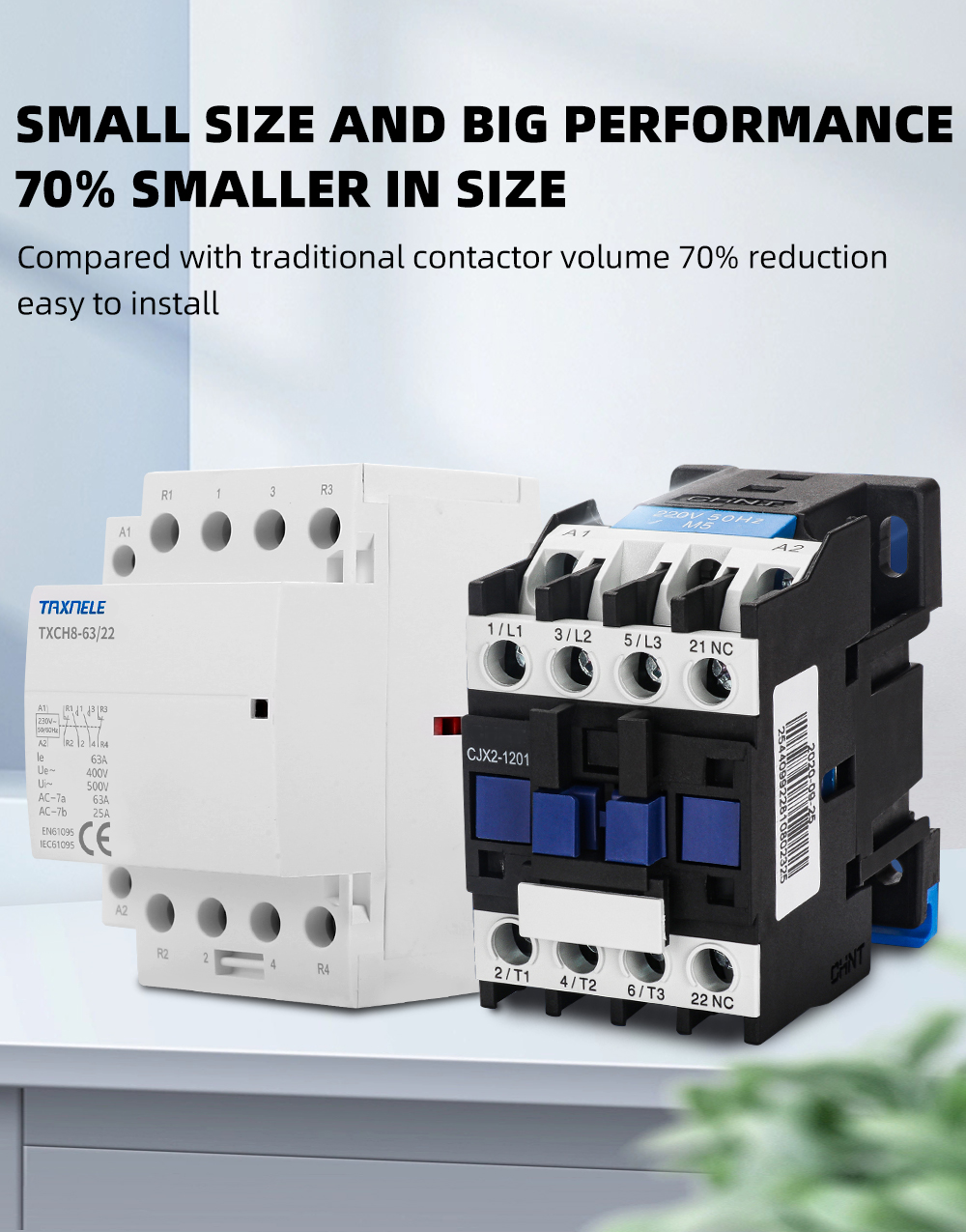 ETI Contactor Modular 4P 3-module, 63A, 2NO 2NC Releu De înaltă