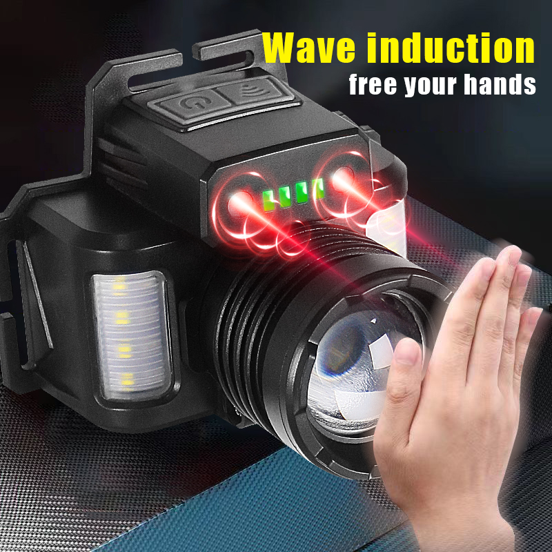 15H Motion Sensor headlamp rechargeable head torch light super bright ...