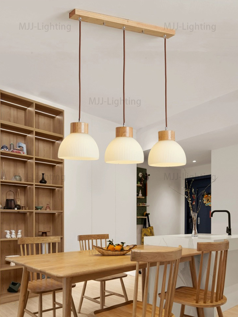 Dining room pendant light Nordic wooden homestay light strip dining ...