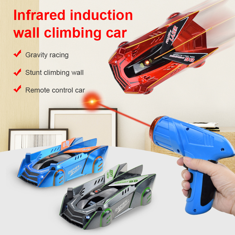 Follow Light RC Wall Climbing Car Toy Zero Gravity Laser Racer Suction ...
