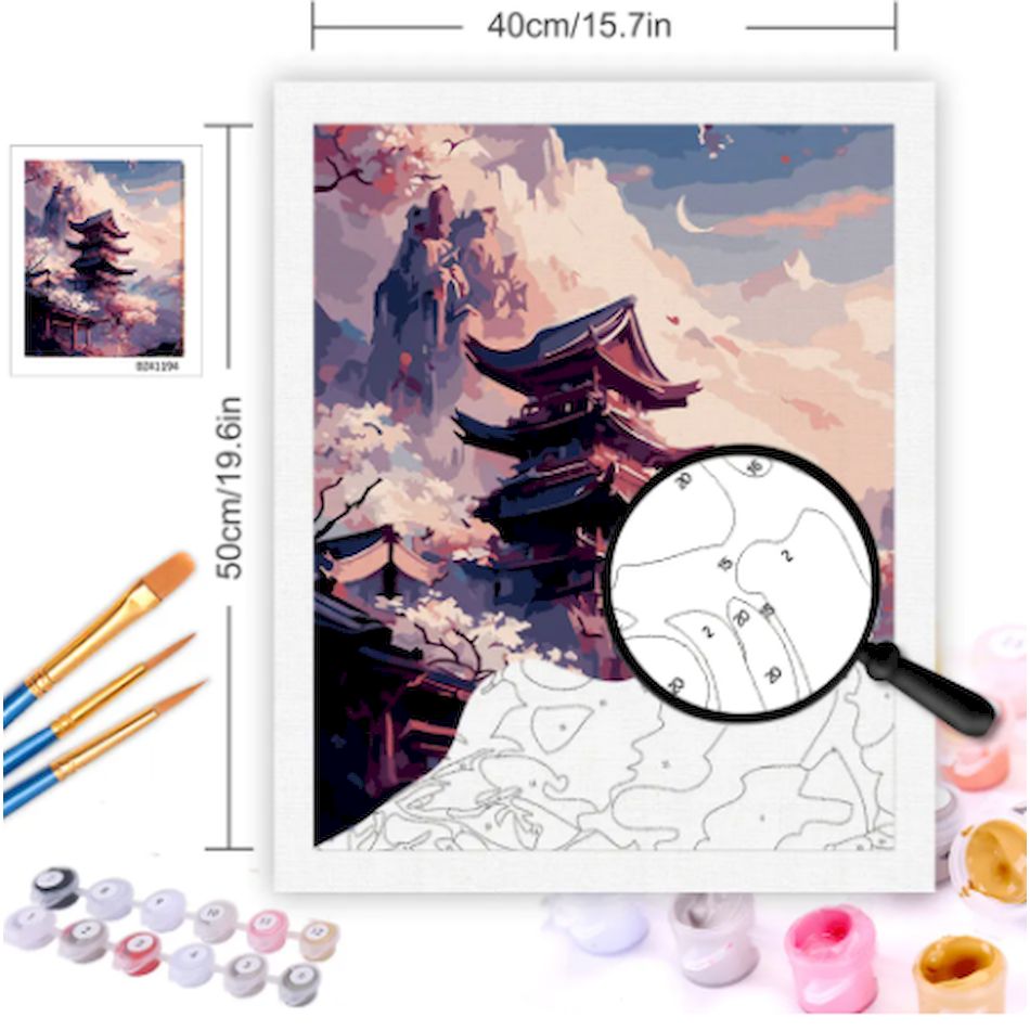 Ruopoty Painting By Number Forest Buildings Oil Picture Drawing On ...
