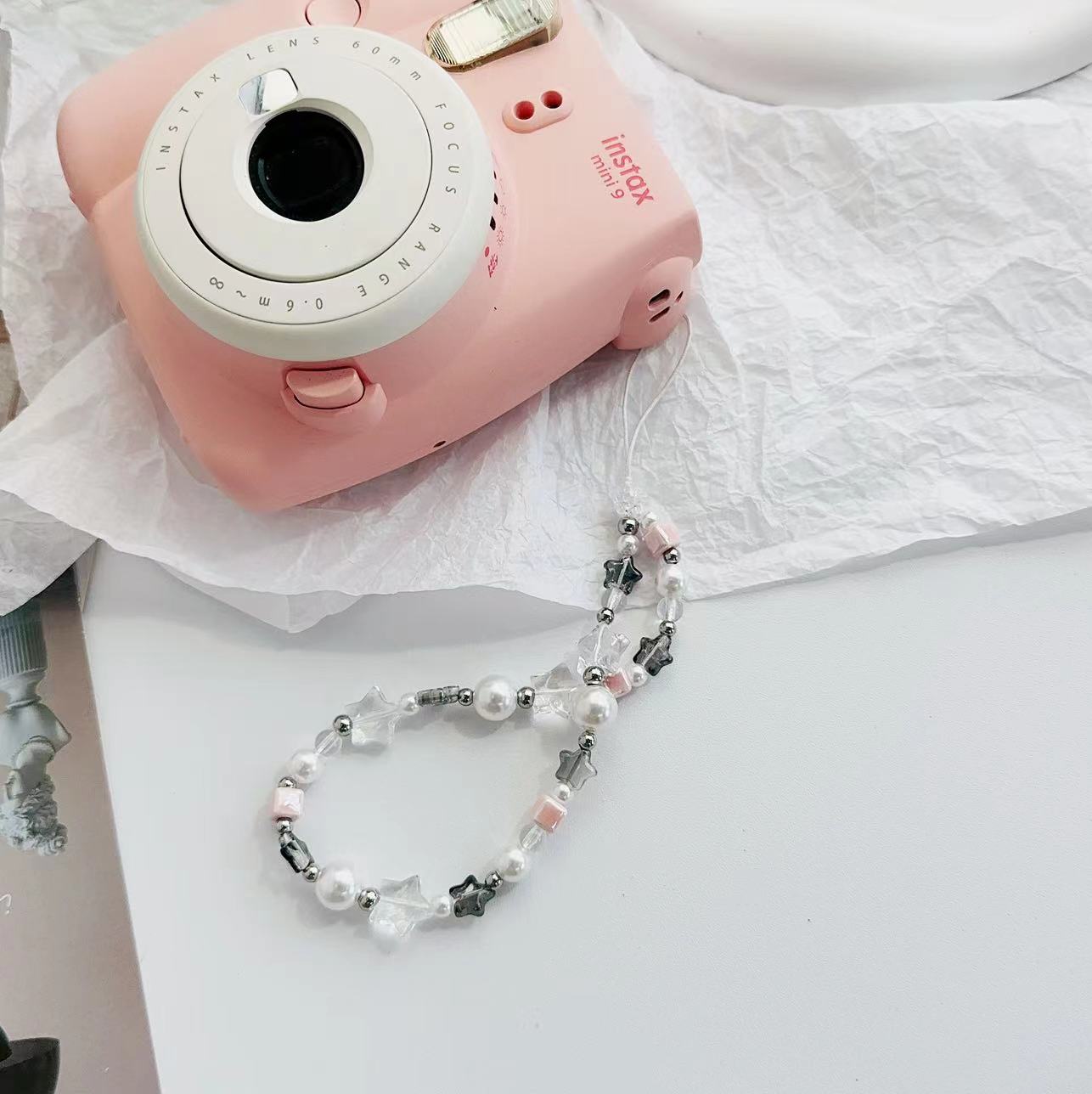 New Japanese Hot Girl y2k Silver Love Acrylic Beaded Lanyard Mobile ...