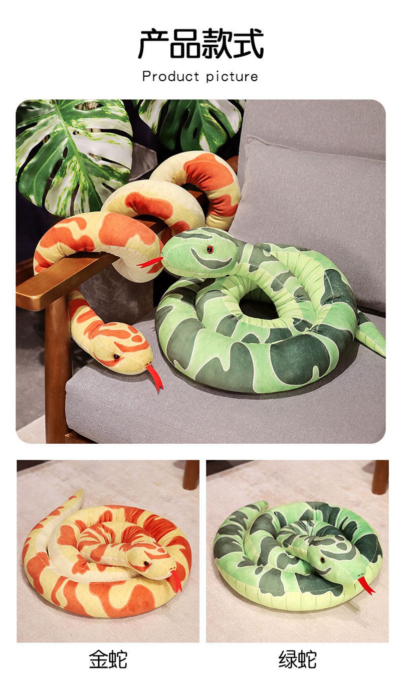 110cm/190cm Giant Snakes Plush Toy Simulation Long Golden Python ...