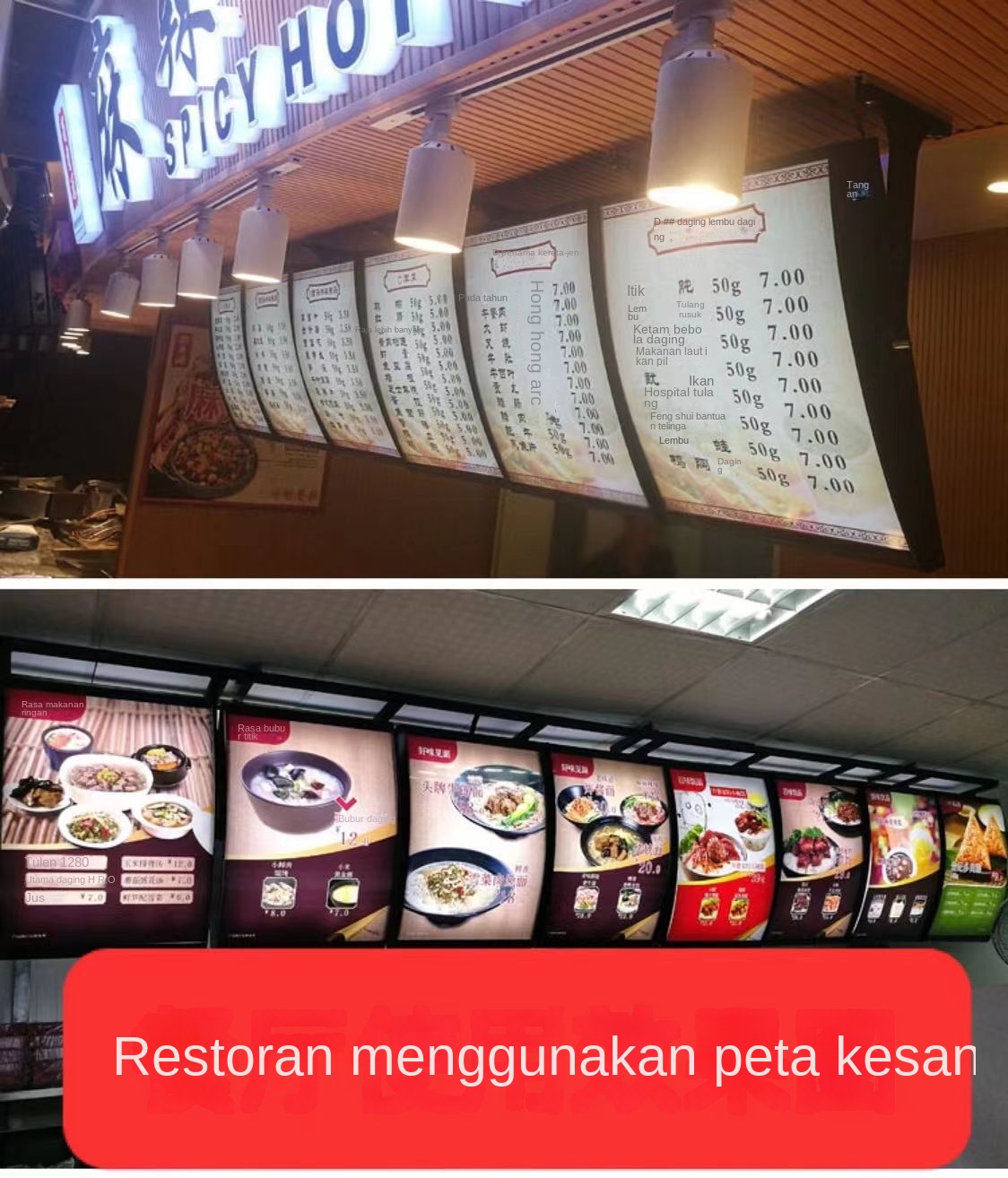 led lightbox signboard Indoor led lightbox restaurant hanging light led ...